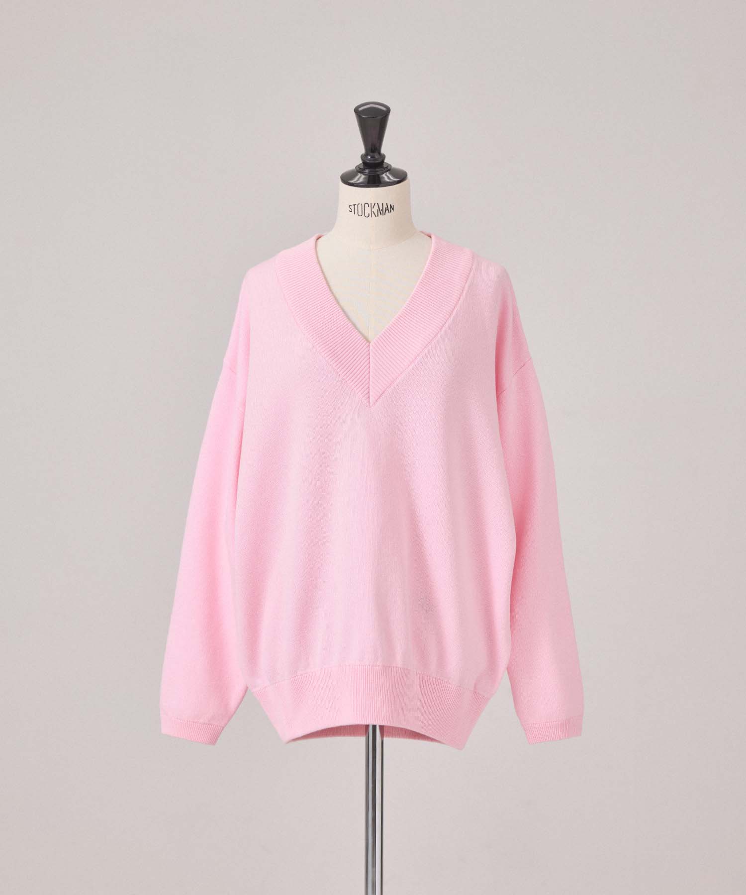 Vネックバックロゴニット 26W100 (PINK)