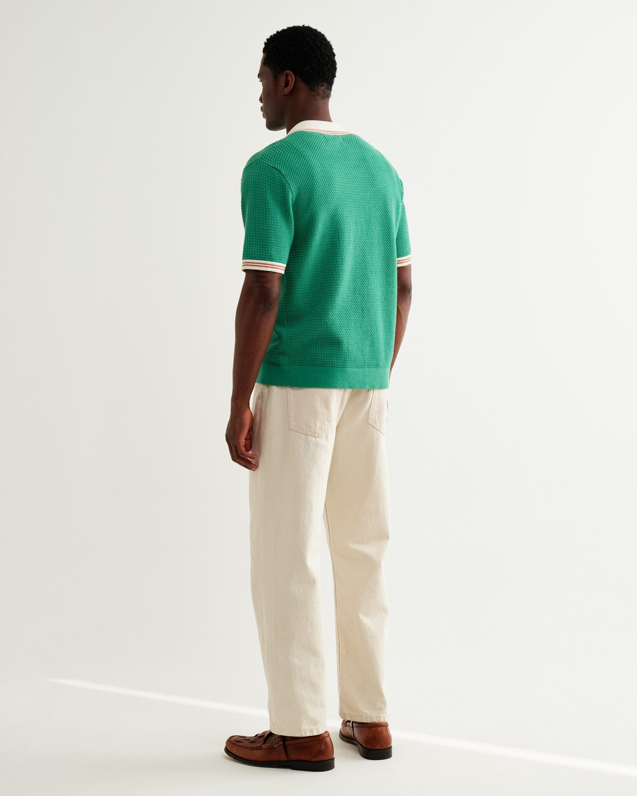 ベルシャツ TIPPED POINTELLE (GREEN/ECRU)