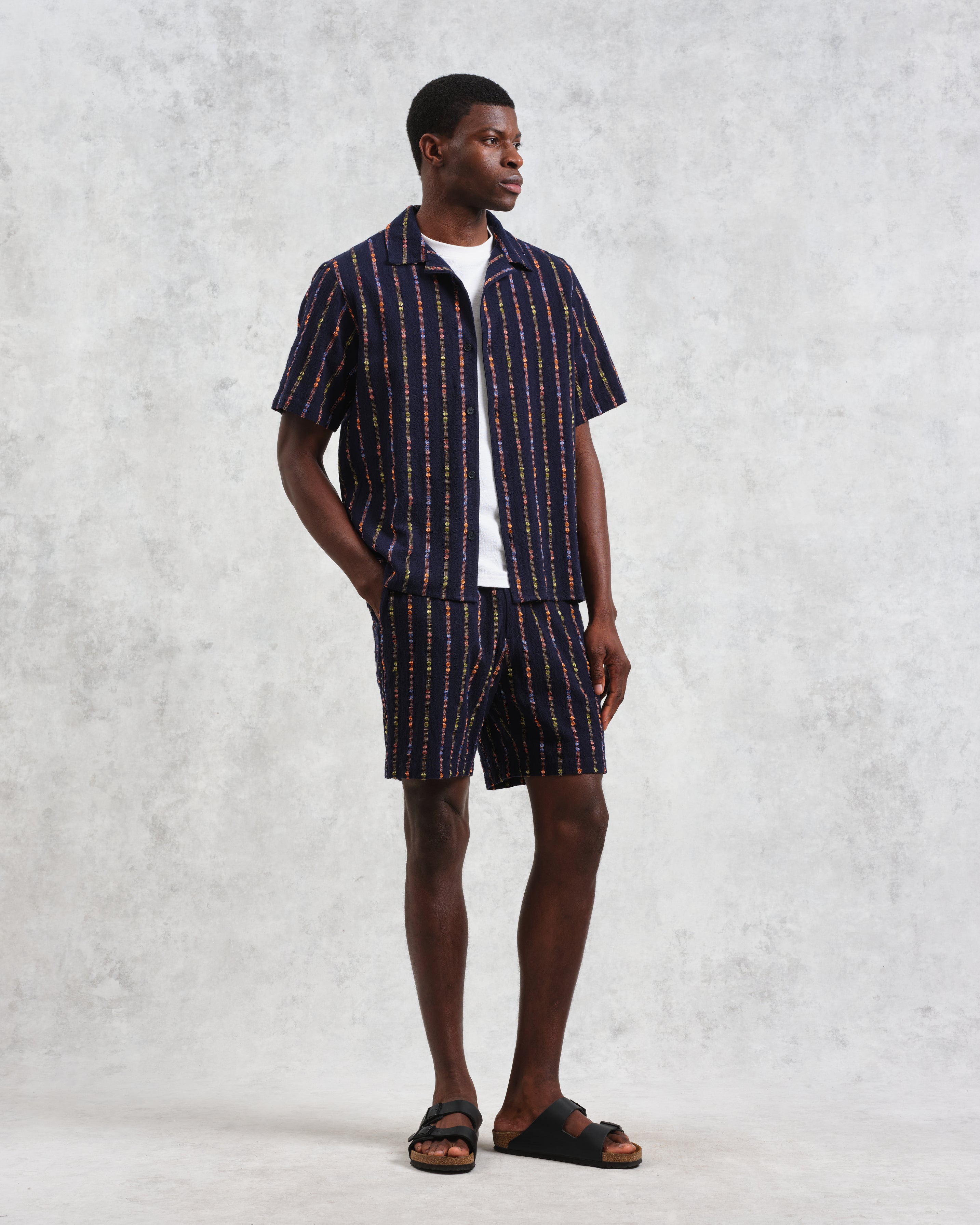 カートショーツ MULTI LOOM STRIPE (NAVY/ORANGE)