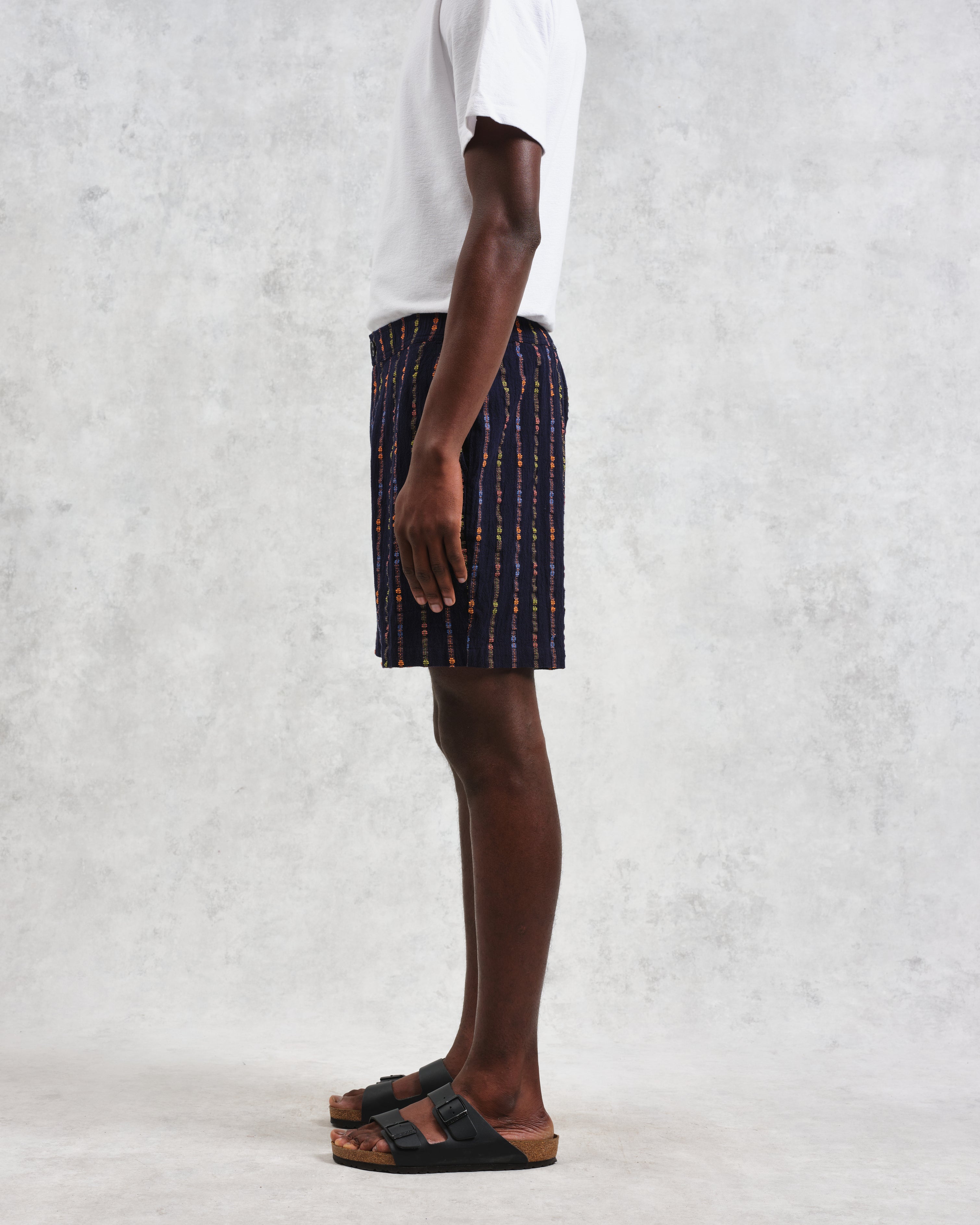 カートショーツ MULTI LOOM STRIPE (NAVY/ORANGE)