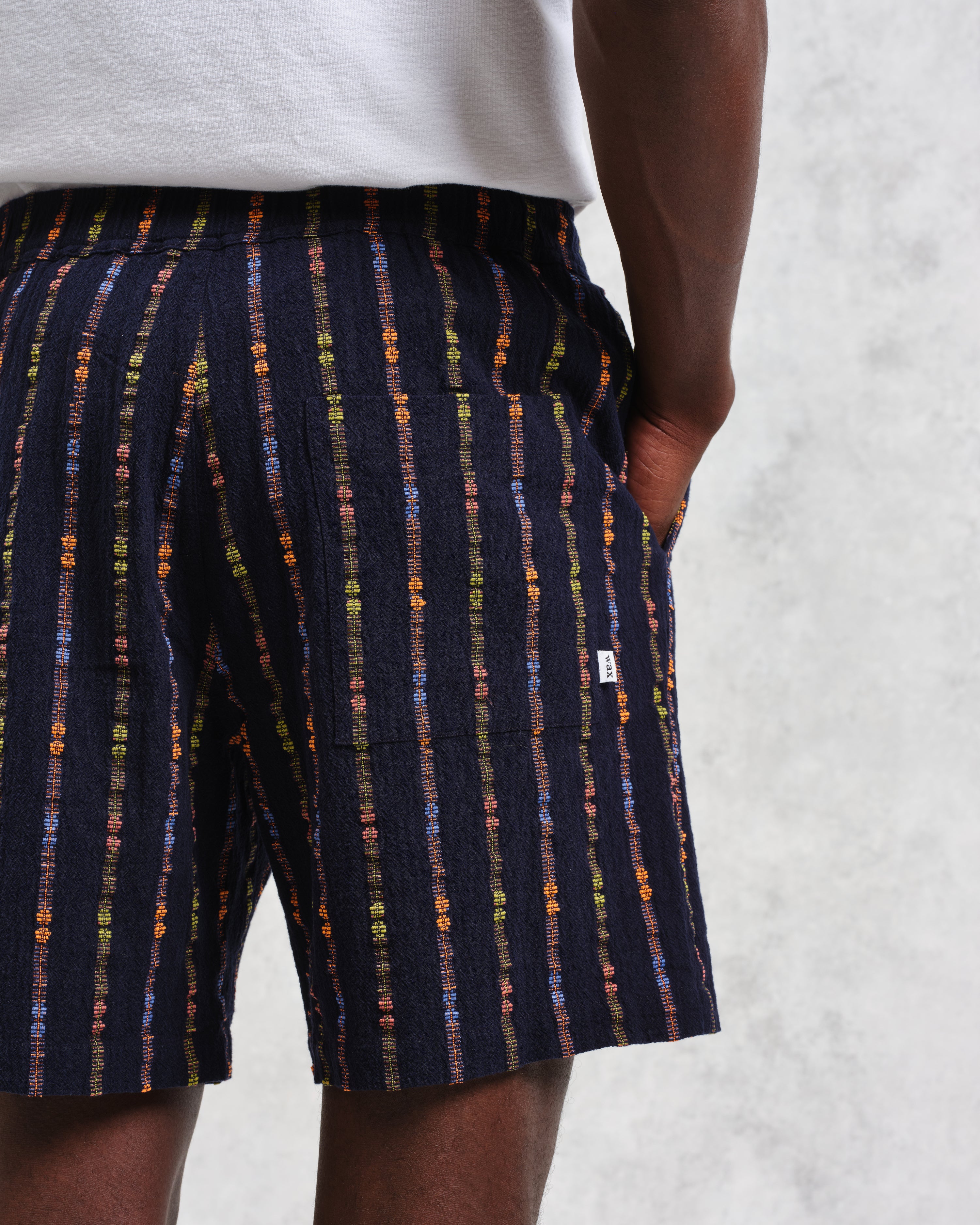 カートショーツ MULTI LOOM STRIPE (NAVY/ORANGE)
