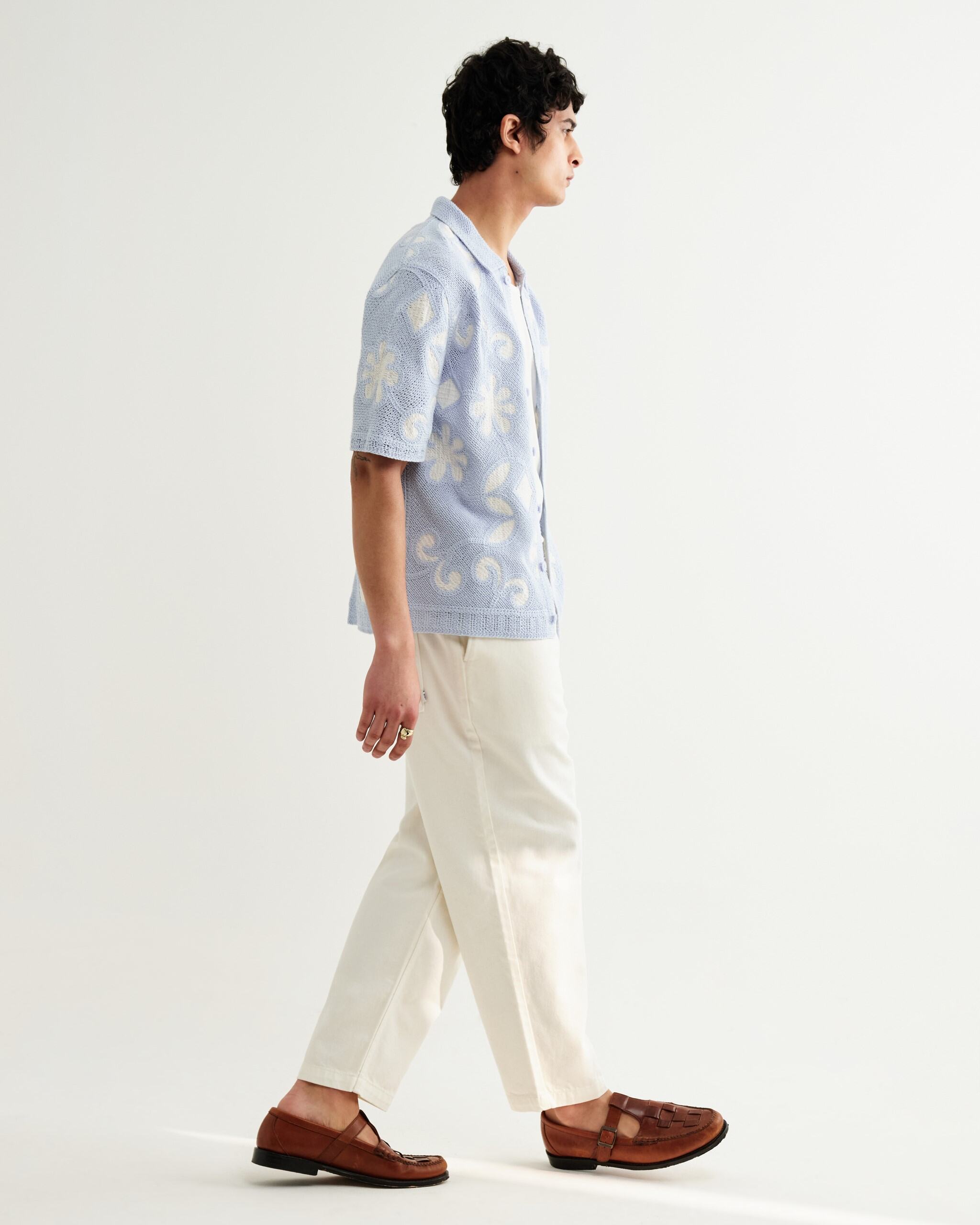 ポルトシャツ DOODLE CROCHET(PALE BLUE/ECRU)