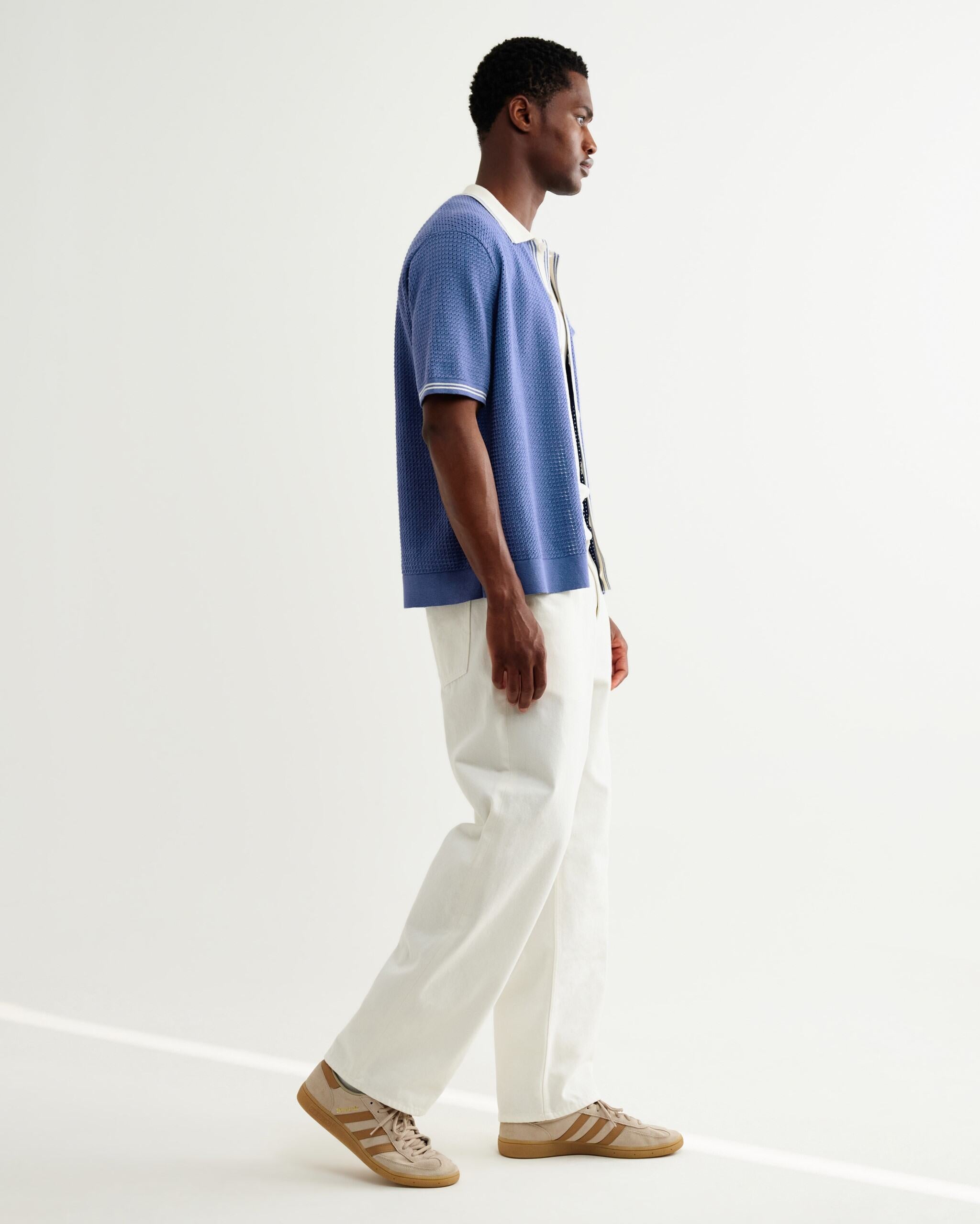 ベルシャツ TIPPED POINTELLE (BLUE/ECRU)