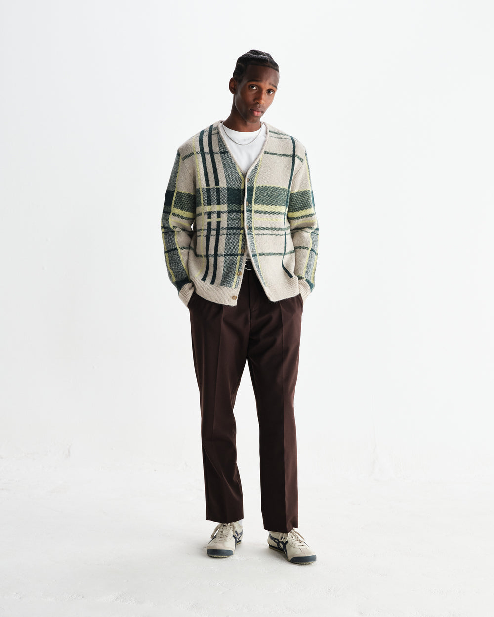 アルバンカーディガン PLAID CHECK (NATURAL/GREEN)