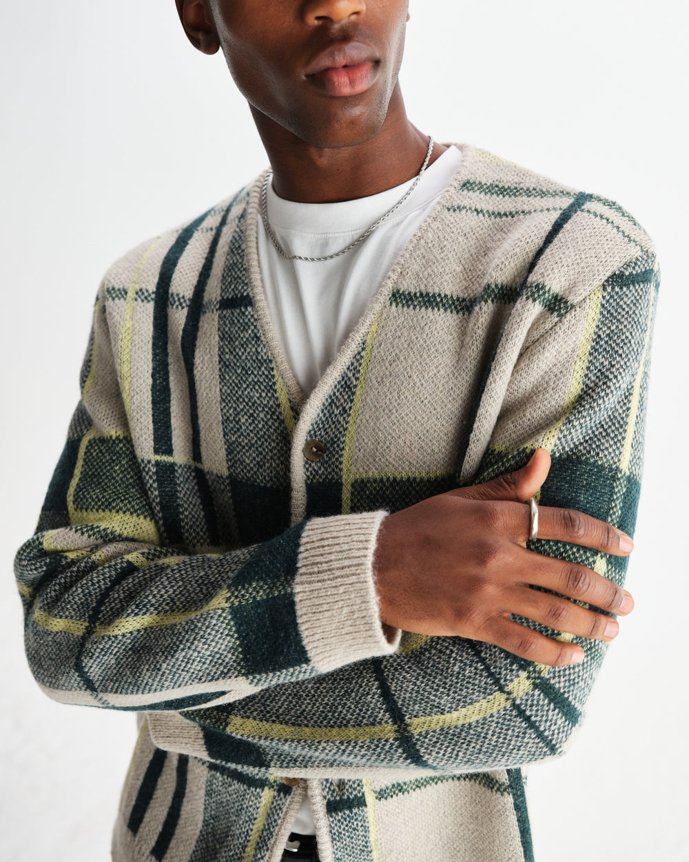 アルバンカーディガン PLAID CHECK (NATURAL/GREEN)