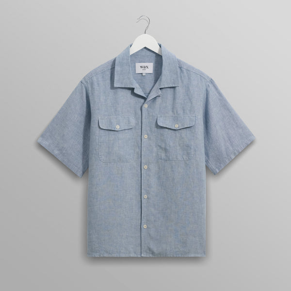 【予約】バートレットシャツ TWO TONE LINEN (BLUE)