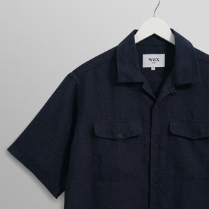 【予約】バートレットシャツ TWO TONE LINEN (NAVY)