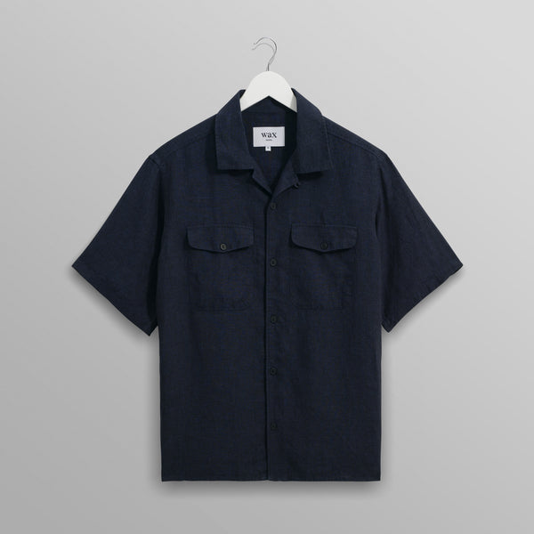 【予約】バートレットシャツ TWO TONE LINEN (NAVY)