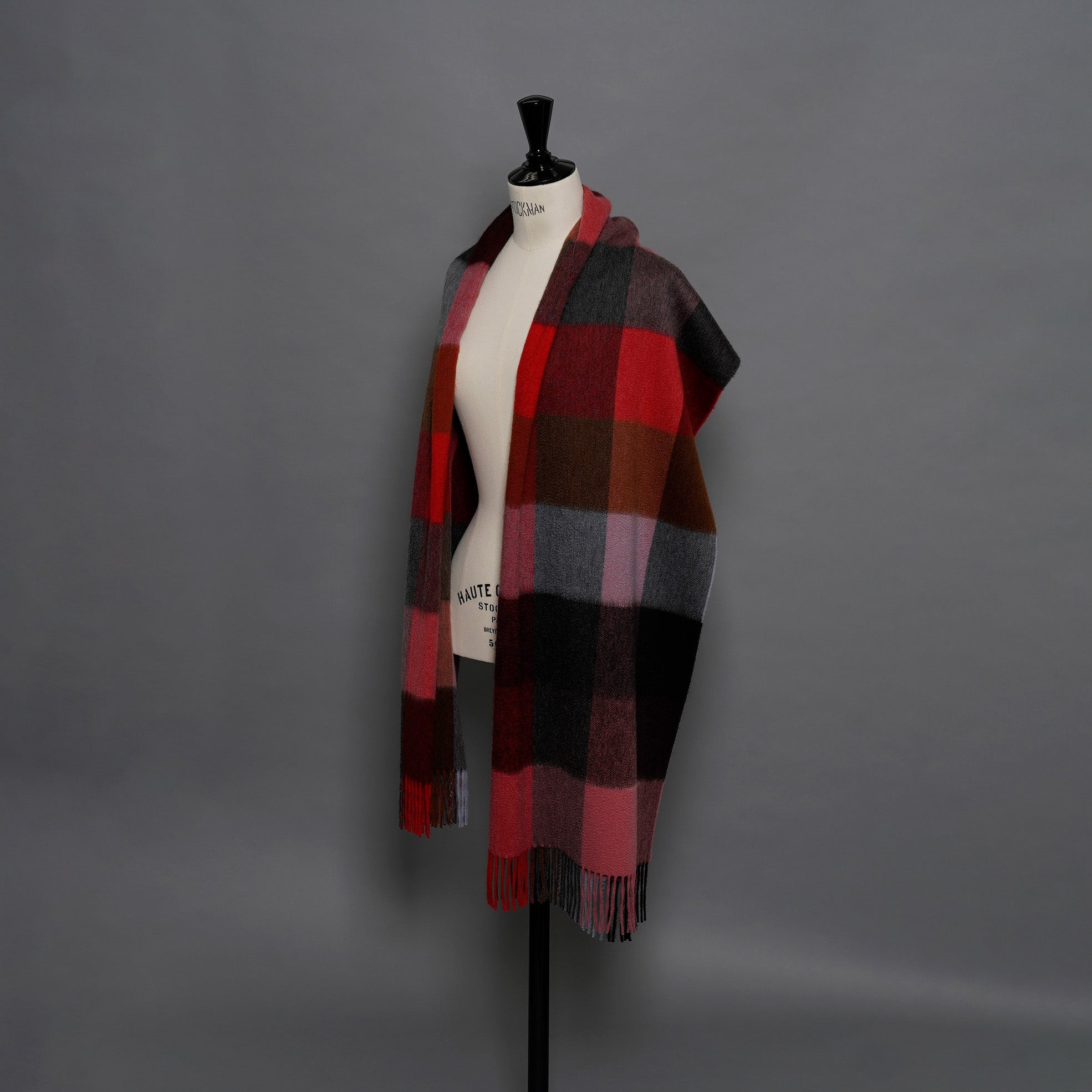  カシミヤストール 7カラーブロック（レッド）70x190_CPG52063 Joshua Ellis