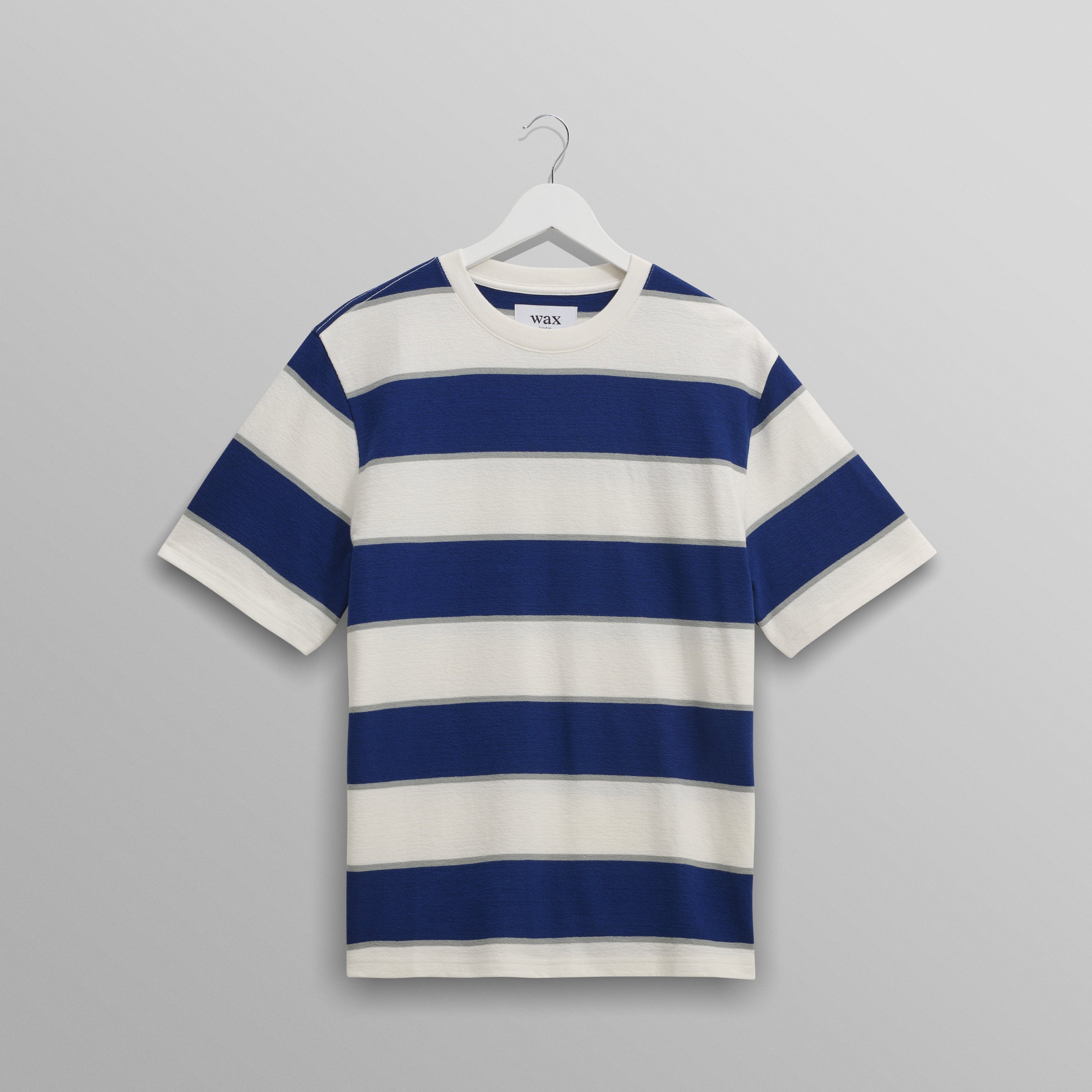 ディーンショートスリーブTシャツ BLOCK STRIPE (BLUE/ECRU)