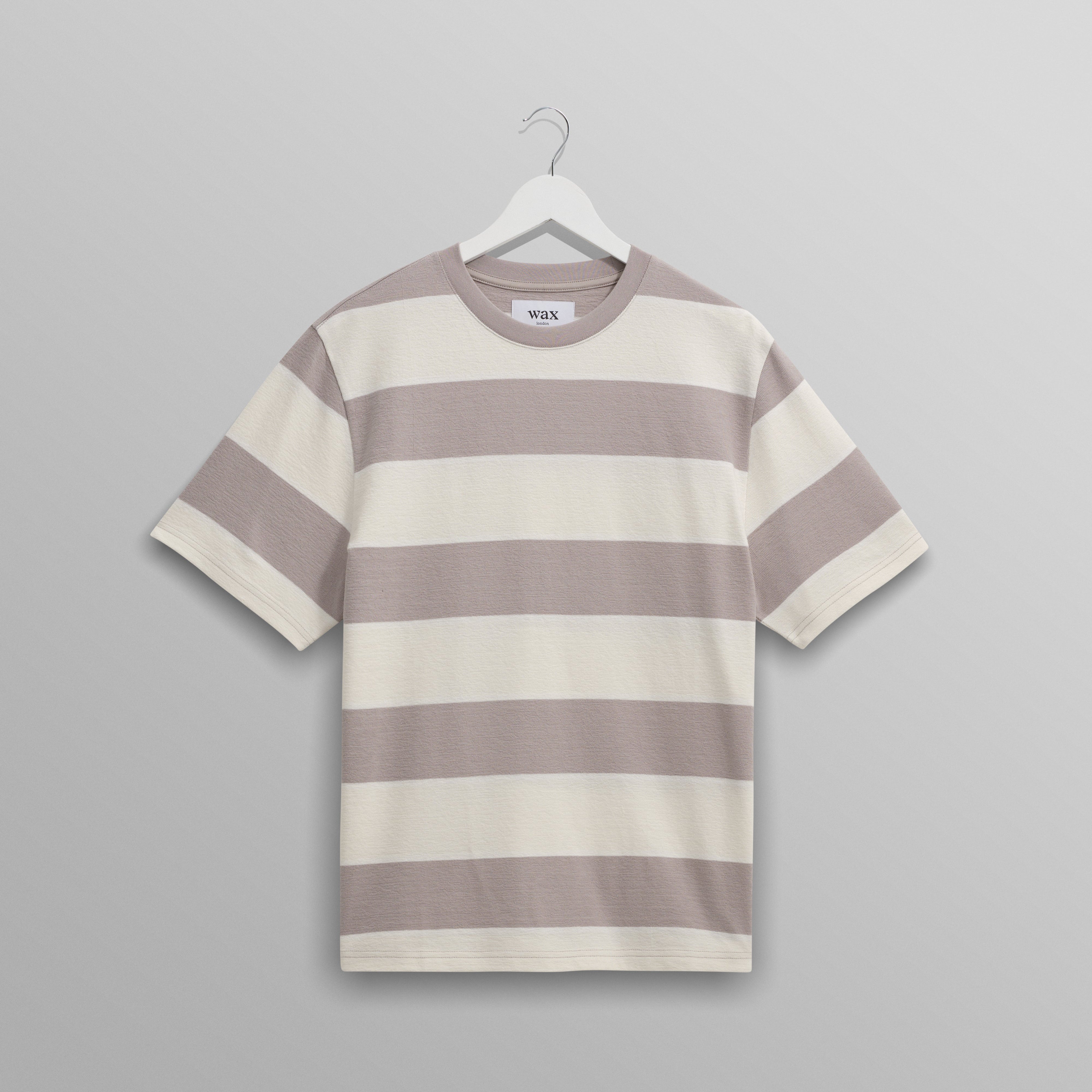 ディーンショートスリーブTシャツ BLOCK STRIPE (CLAY/ECRU)