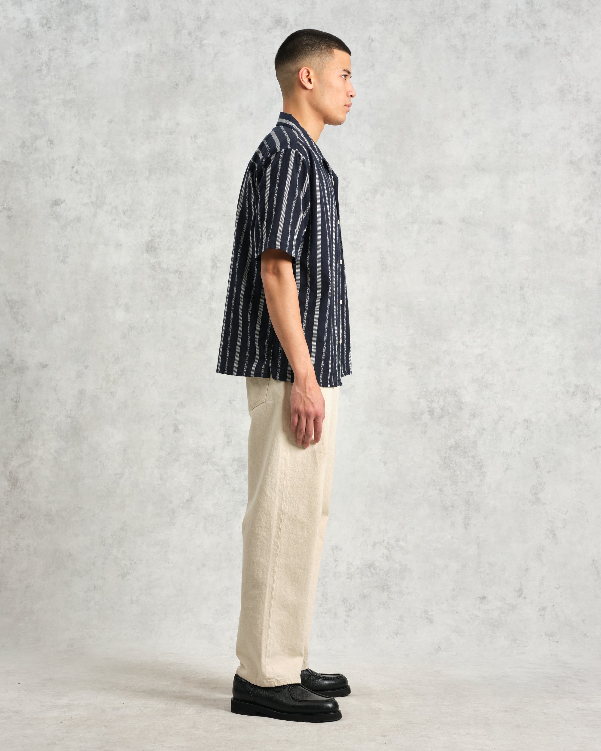 ディドコットシャツ FLECK STRIPE (NAVY)