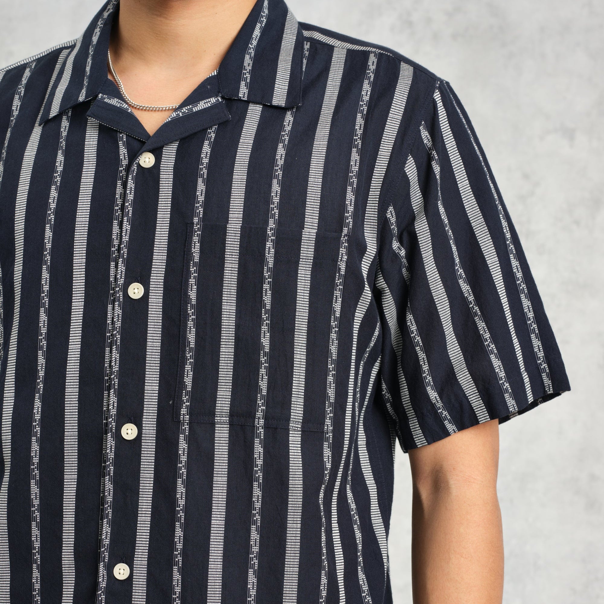 ディドコットシャツ FLECK STRIPE (NAVY)