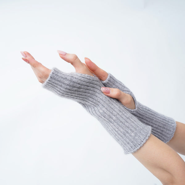 カシミヤリブリストウォーマー_K01 (ライトグレー)