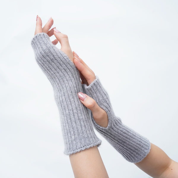 カシミヤリブリストウォーマー_K01 (ライトグレー)