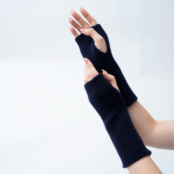 カシミヤリブリストウォーマー_K01 (ネイビー)