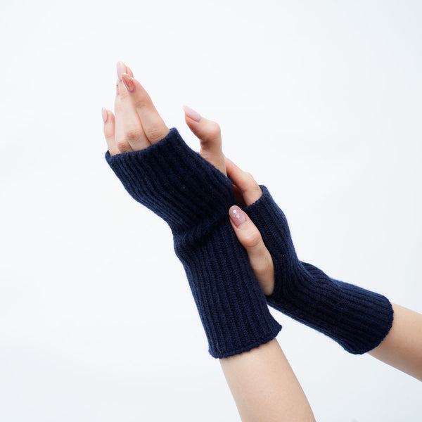 カシミヤリブリストウォーマー_K01 (ネイビー)