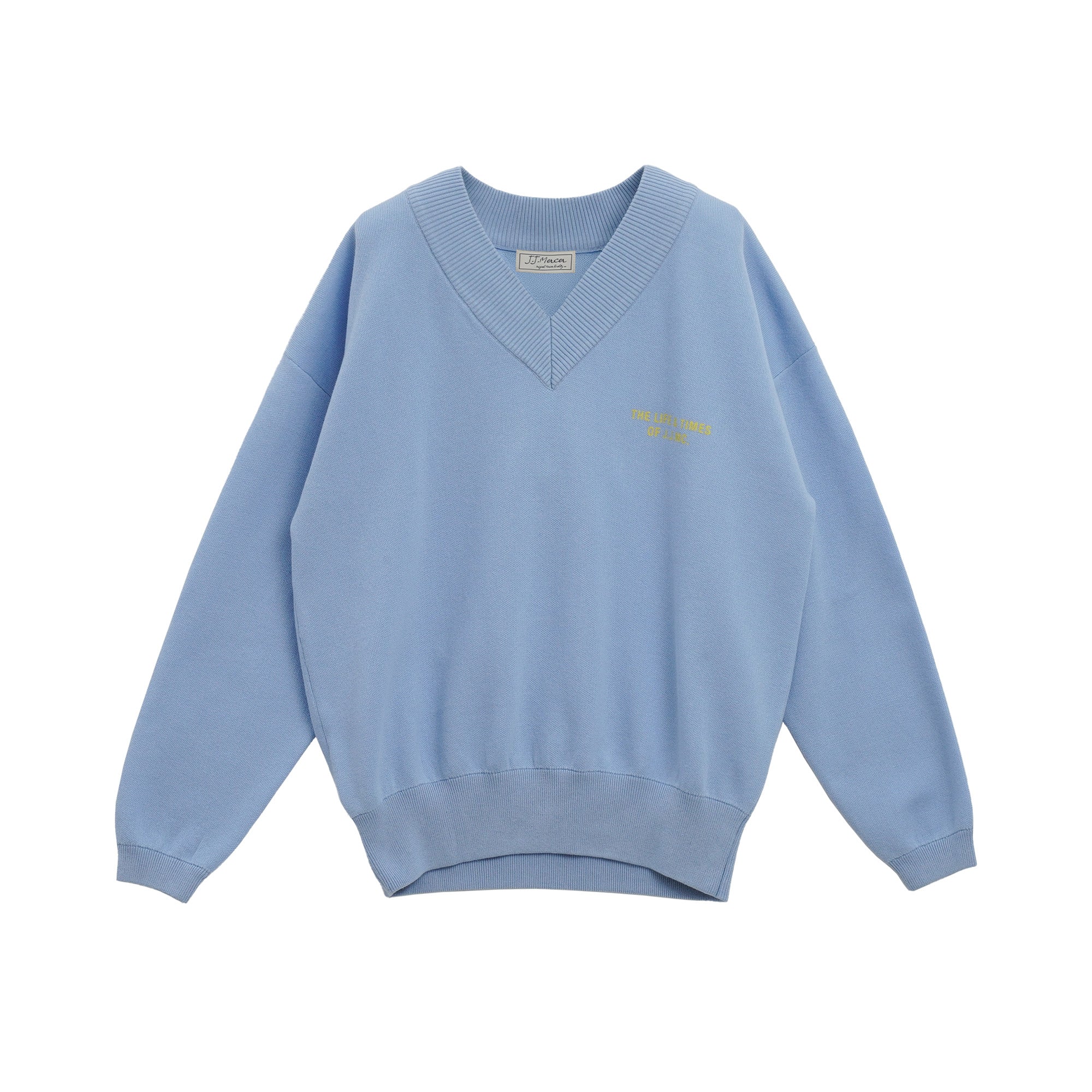 Vネックバックロゴニット 25W602B (SAX)