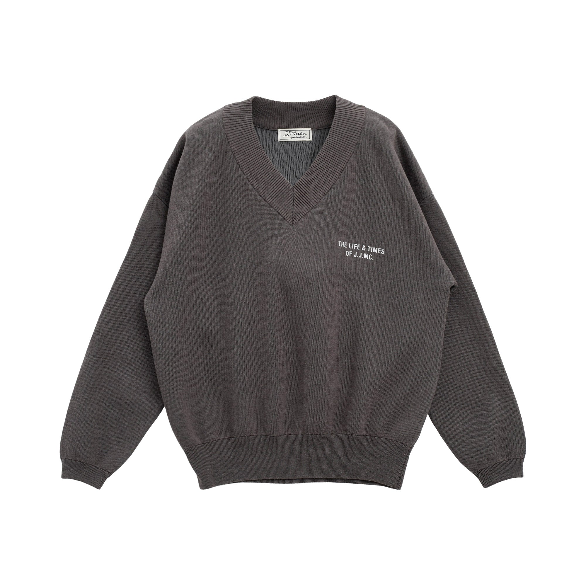 Vネックバックロゴニット 25W602B (CHARCOAL)