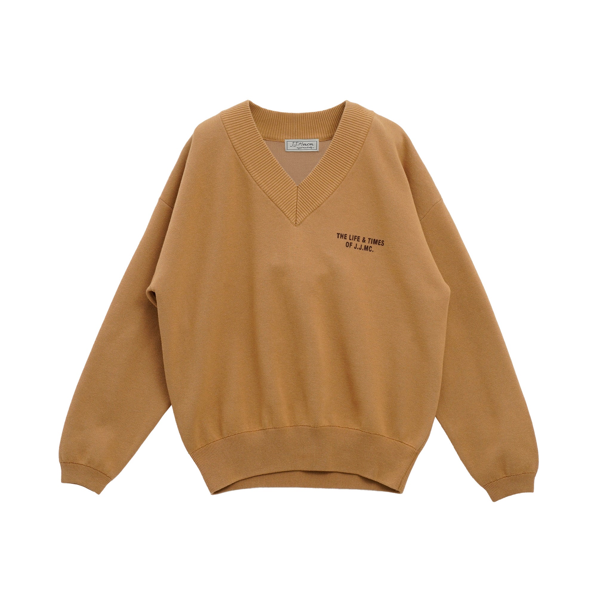 Vネックバックロゴニット 25W602B (CAMEL)