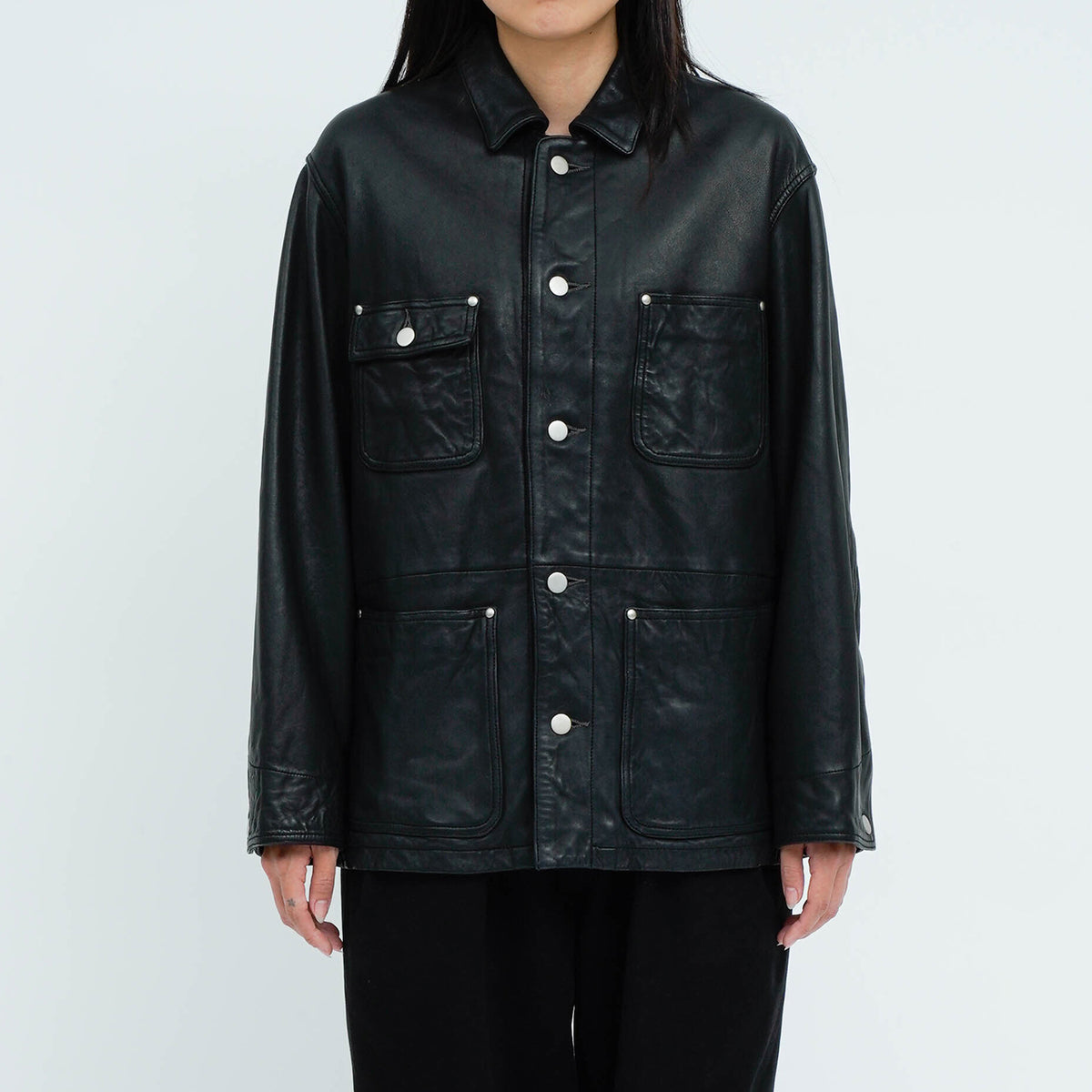 ウィメンズ ウォッシュレザー カバーオール（ラム）_coverall