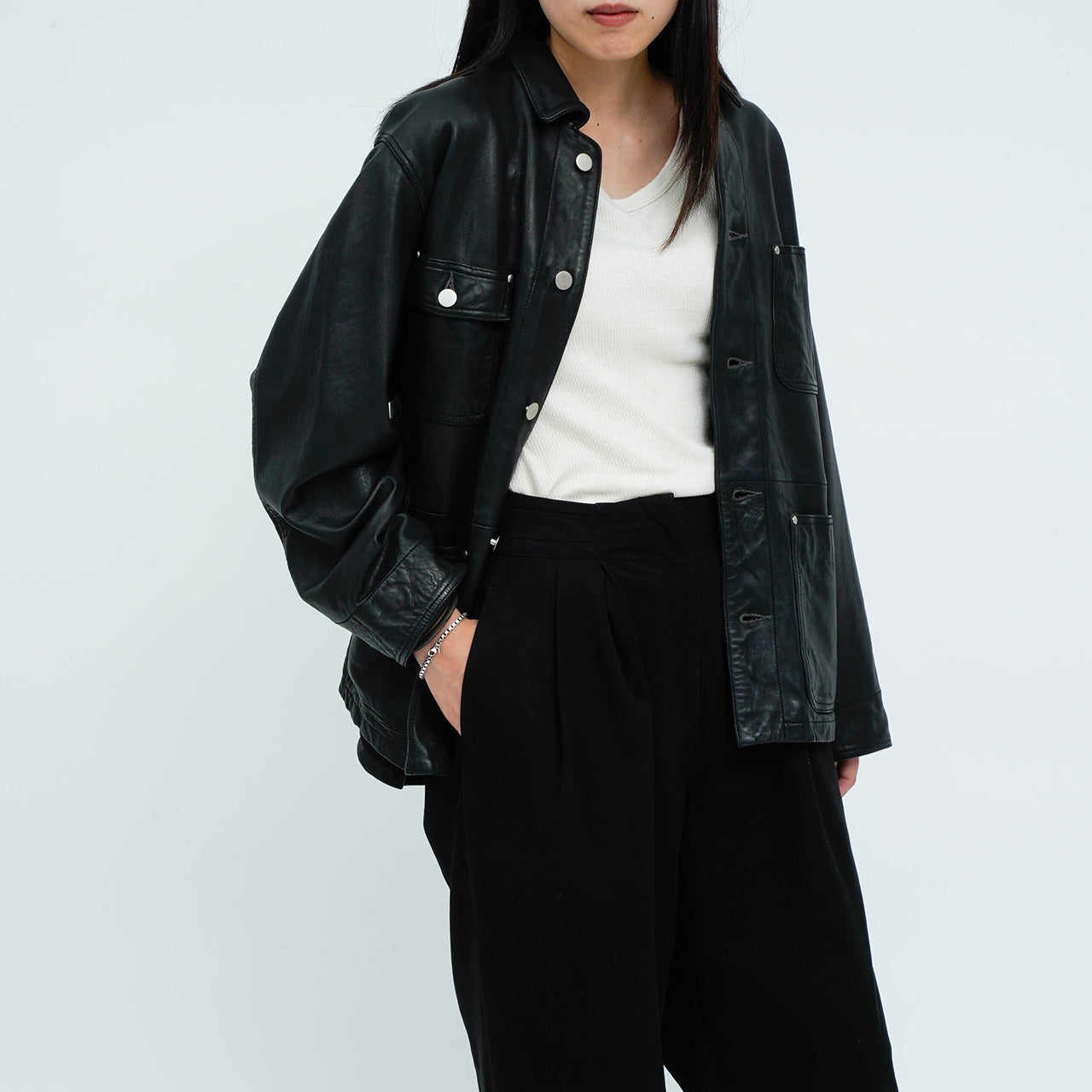 ウィメンズ ウォッシュレザー カバーオール（ラム）_coverall