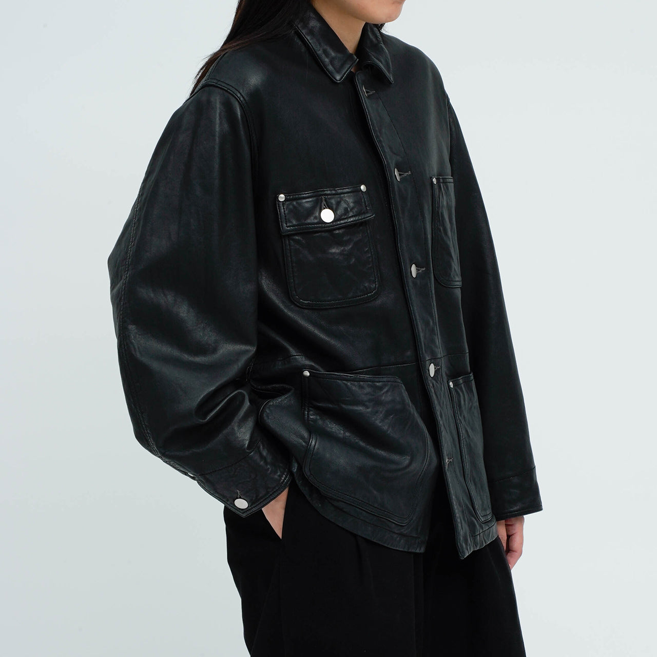 ウィメンズ ウォッシュレザー カバーオール（ラム）_coverall