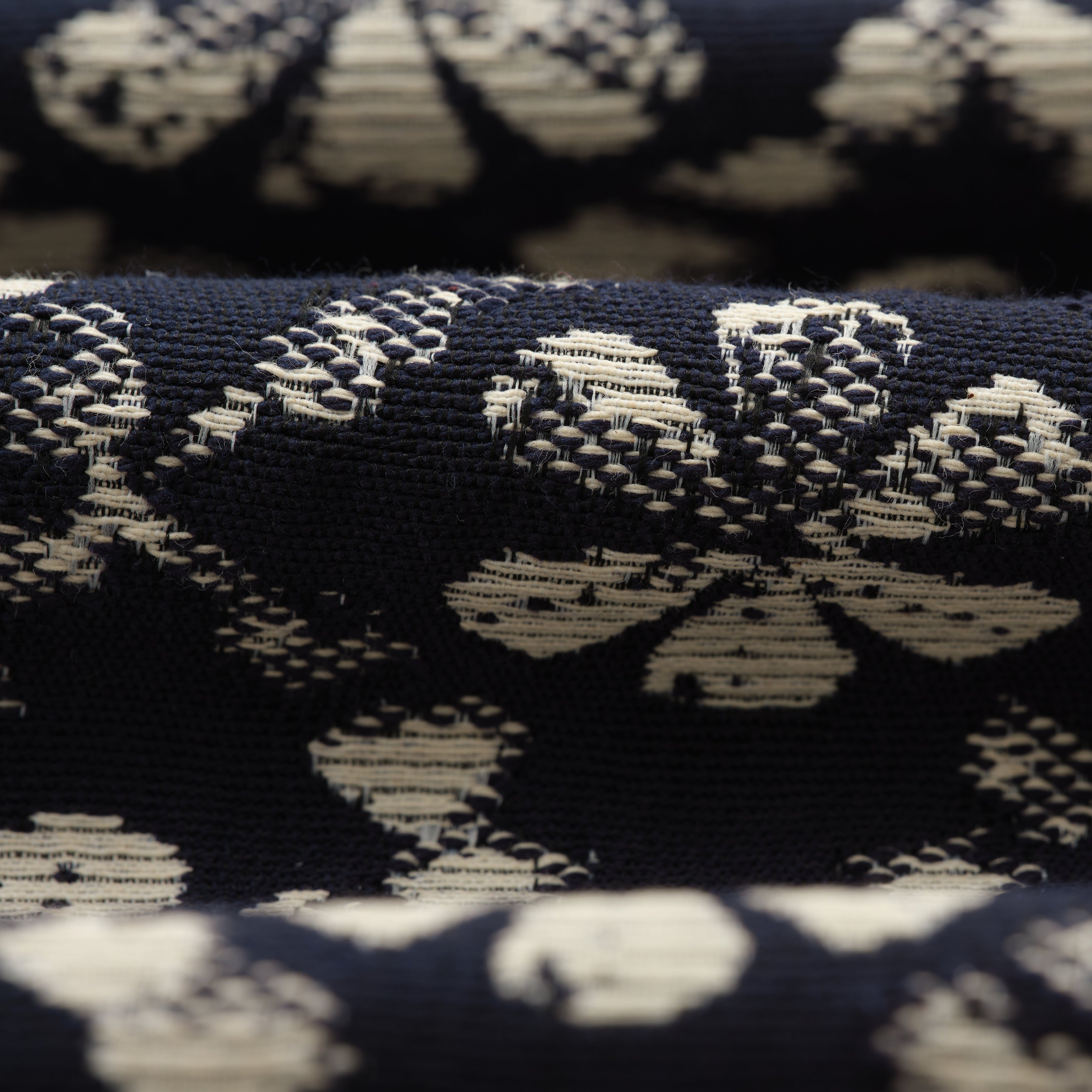 カートトラウザーズ FLOWER STAMP JCQUARD (NAVY/ECRU)