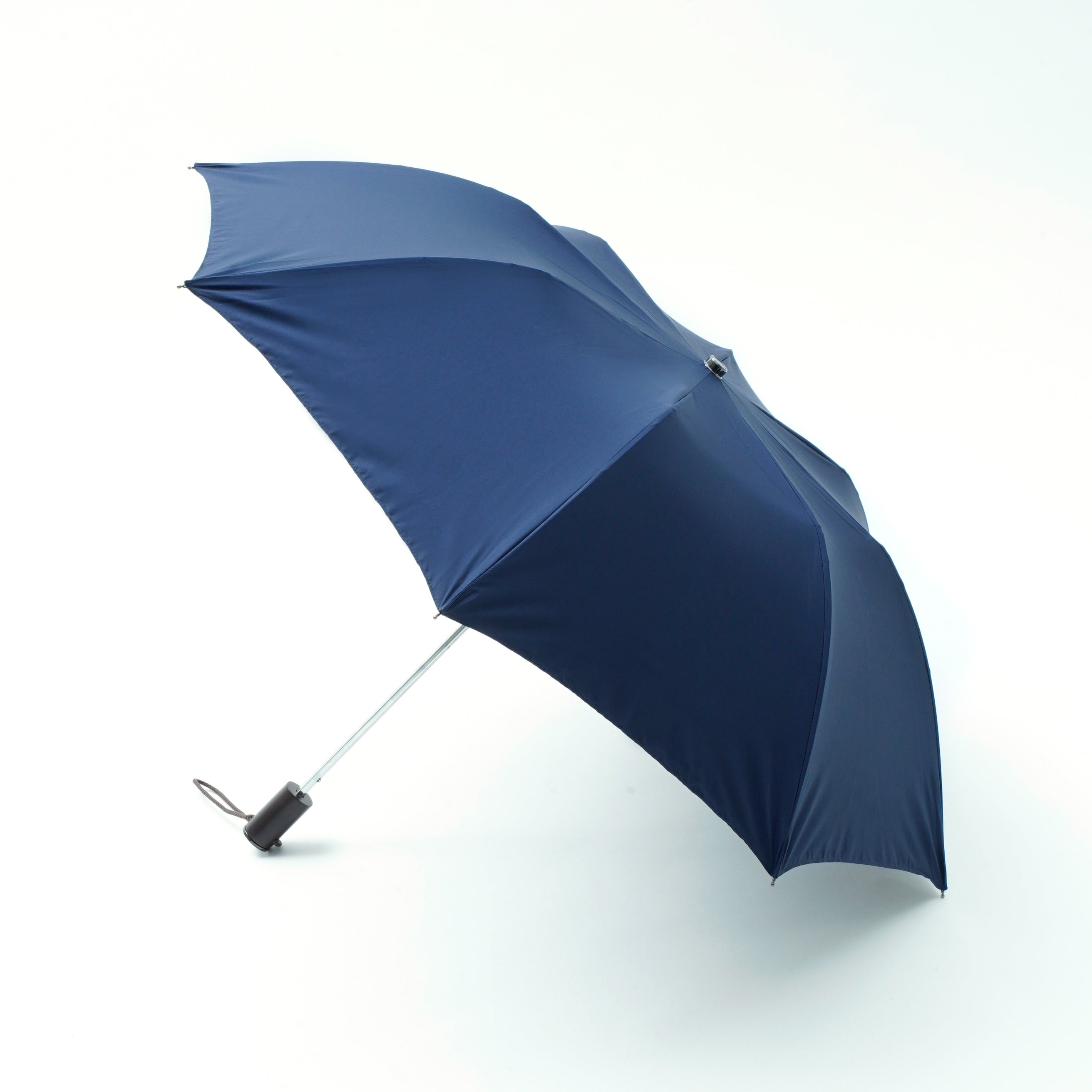 TL11 Brown Maple Straight with Fox Engraved Disc | 折りたたみ傘 | ストレート型ハンドル | メイプル | 晴雨兼用傘（遮光） (37 Navy)