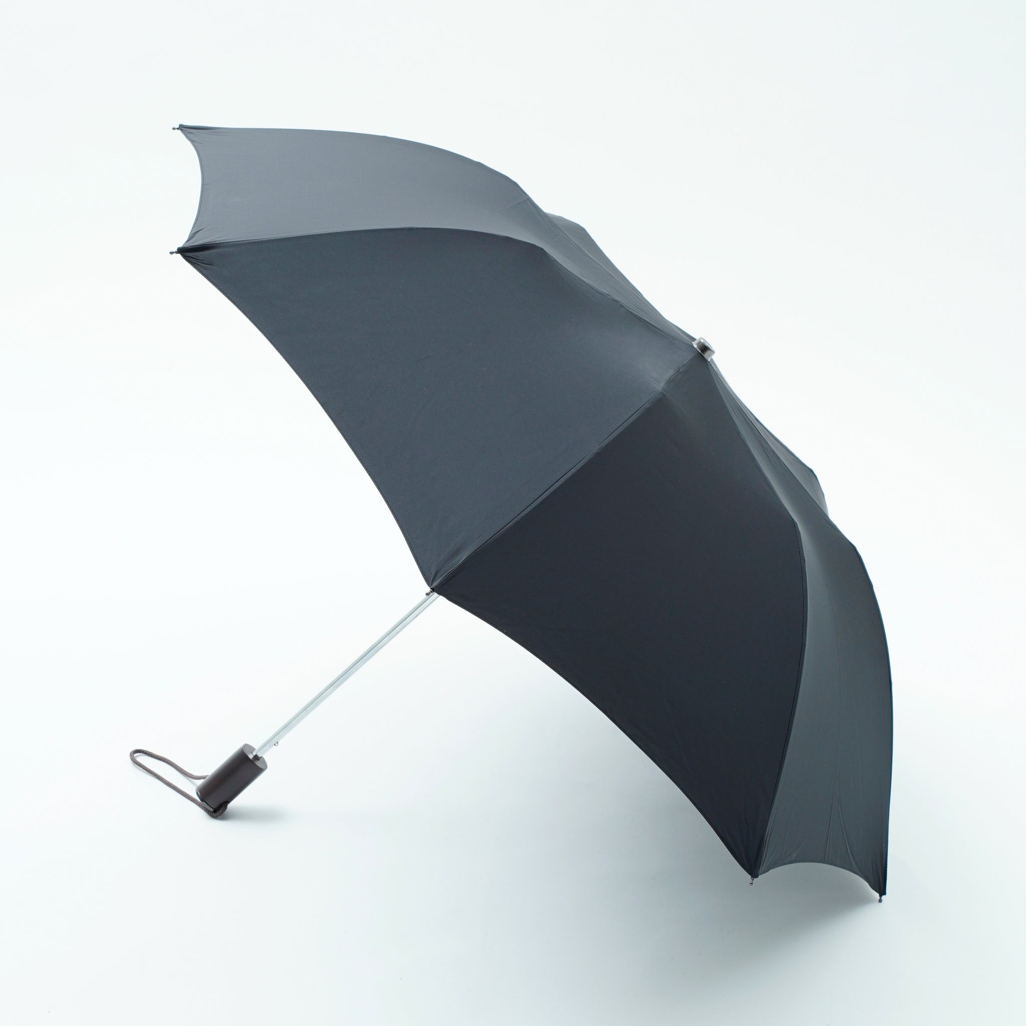 TL11 Brown Maple Straight with Fox Engraved Disc | 折りたたみ傘 | ストレート型ハンドル | メイプル | 晴雨兼用傘 (099 Black)
