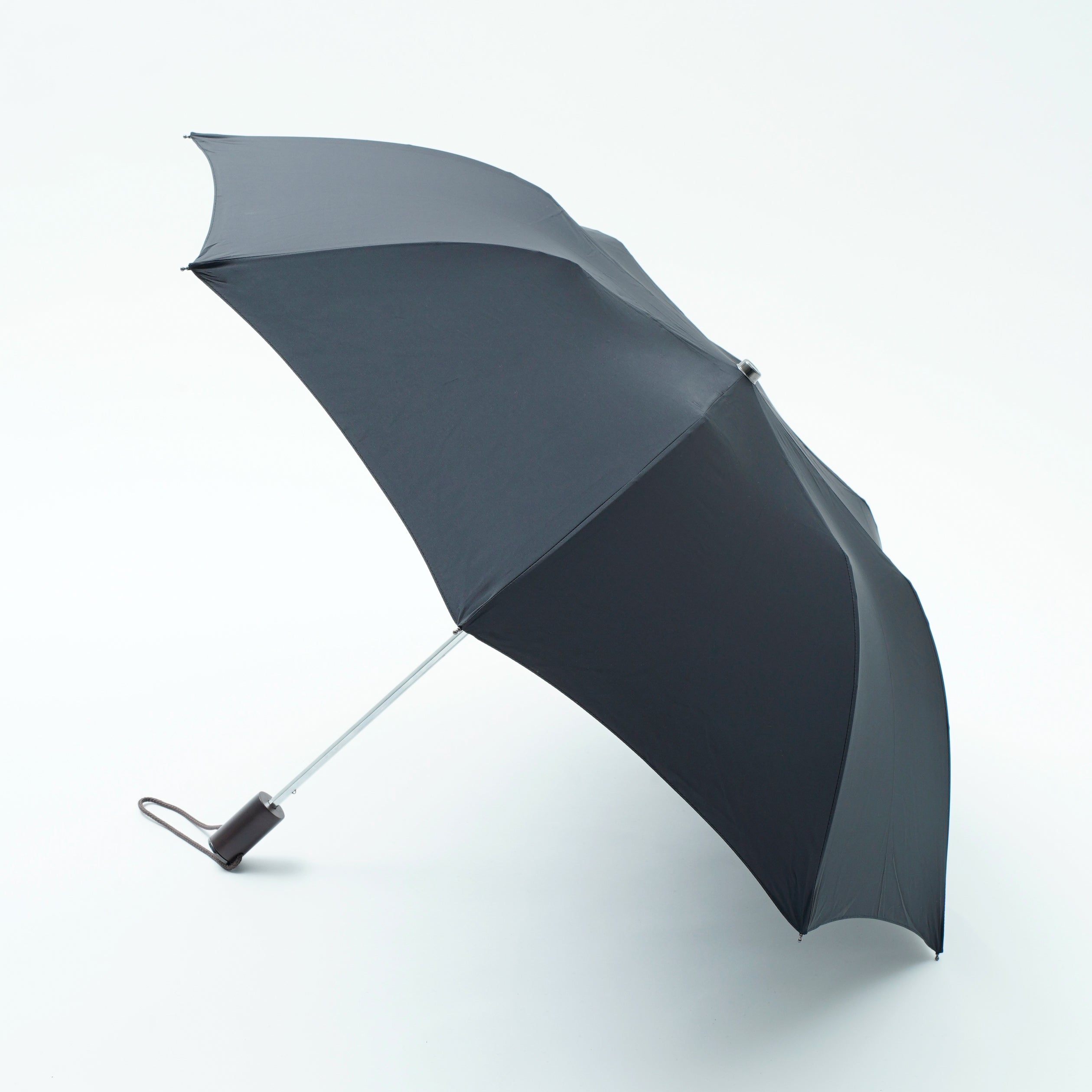 TL11 Brown Maple Straight with Fox Engraved Disc | 折りたたみ傘 | ストレート型ハンドル | メイプル | 晴雨兼用傘 (099 Black)