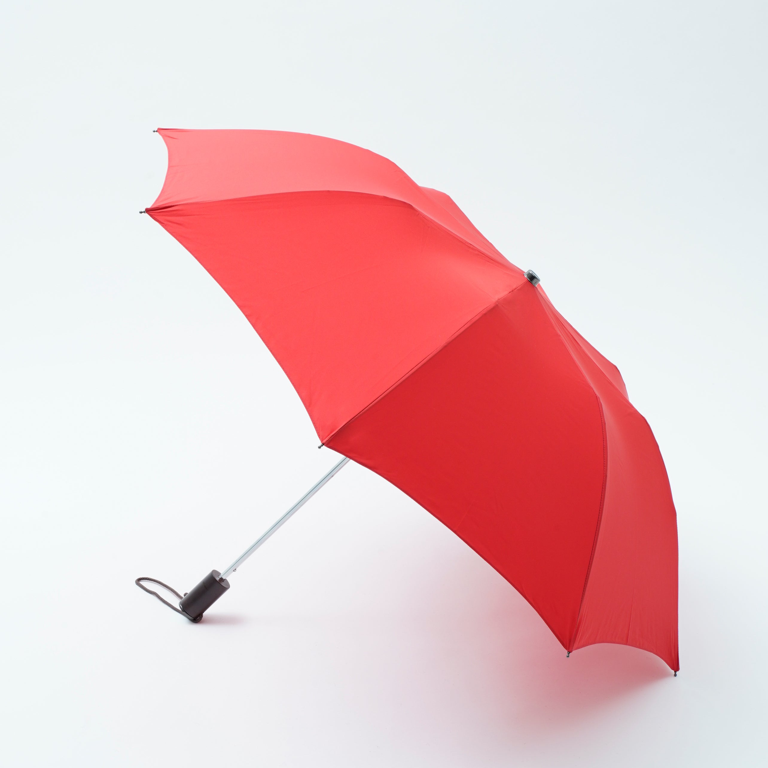 TL11 Brown Maple Straight with Fox Engraved Disc | 折りたたみ傘 | ストレート型ハンドル | メイプル | 晴雨兼用傘 (350 Red)