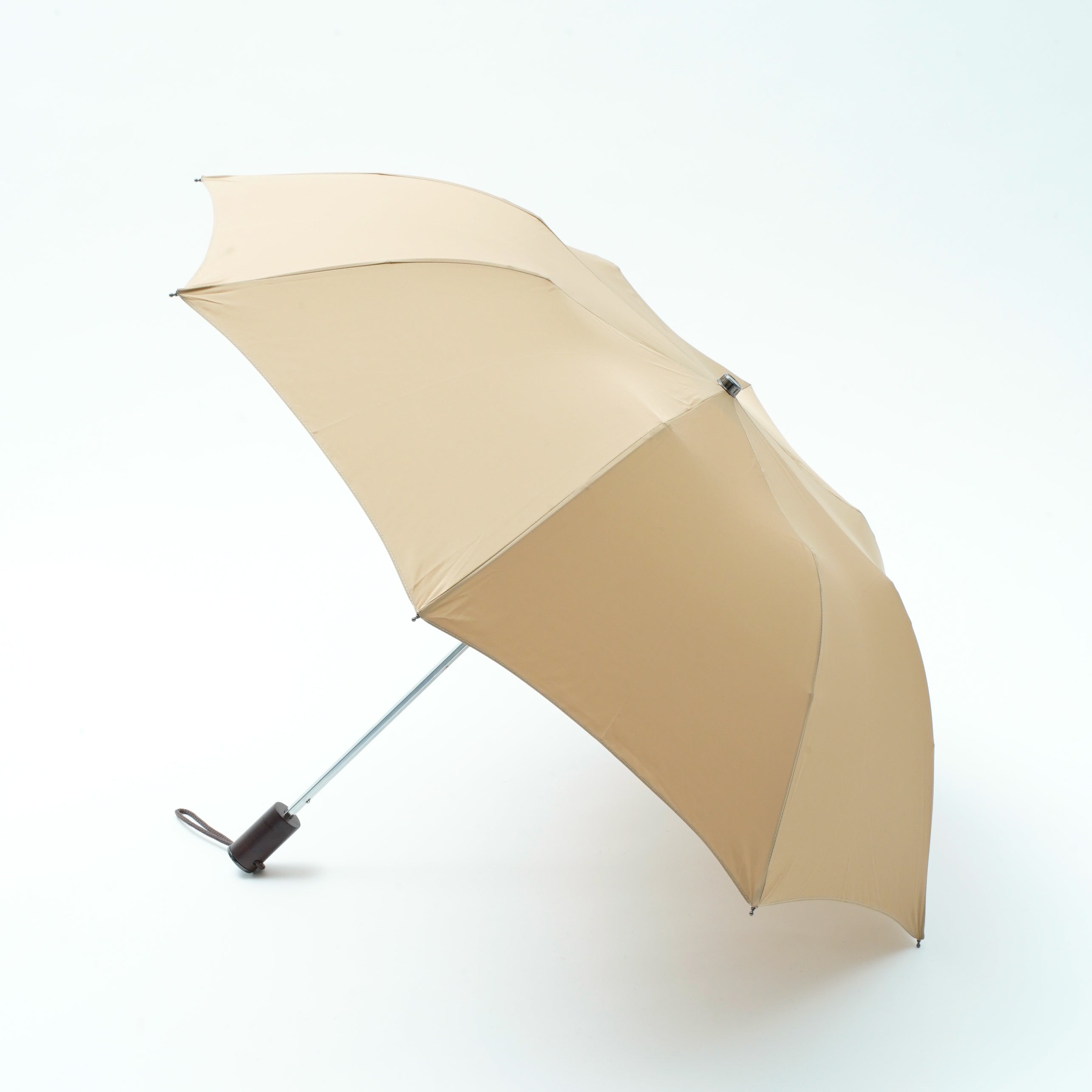 TL11 Brown Maple Straight with Fox Engraved Disc | 折りたたみ傘 | ストレート型ハンドル | メイプル | 晴雨兼用傘 (650 Camel)