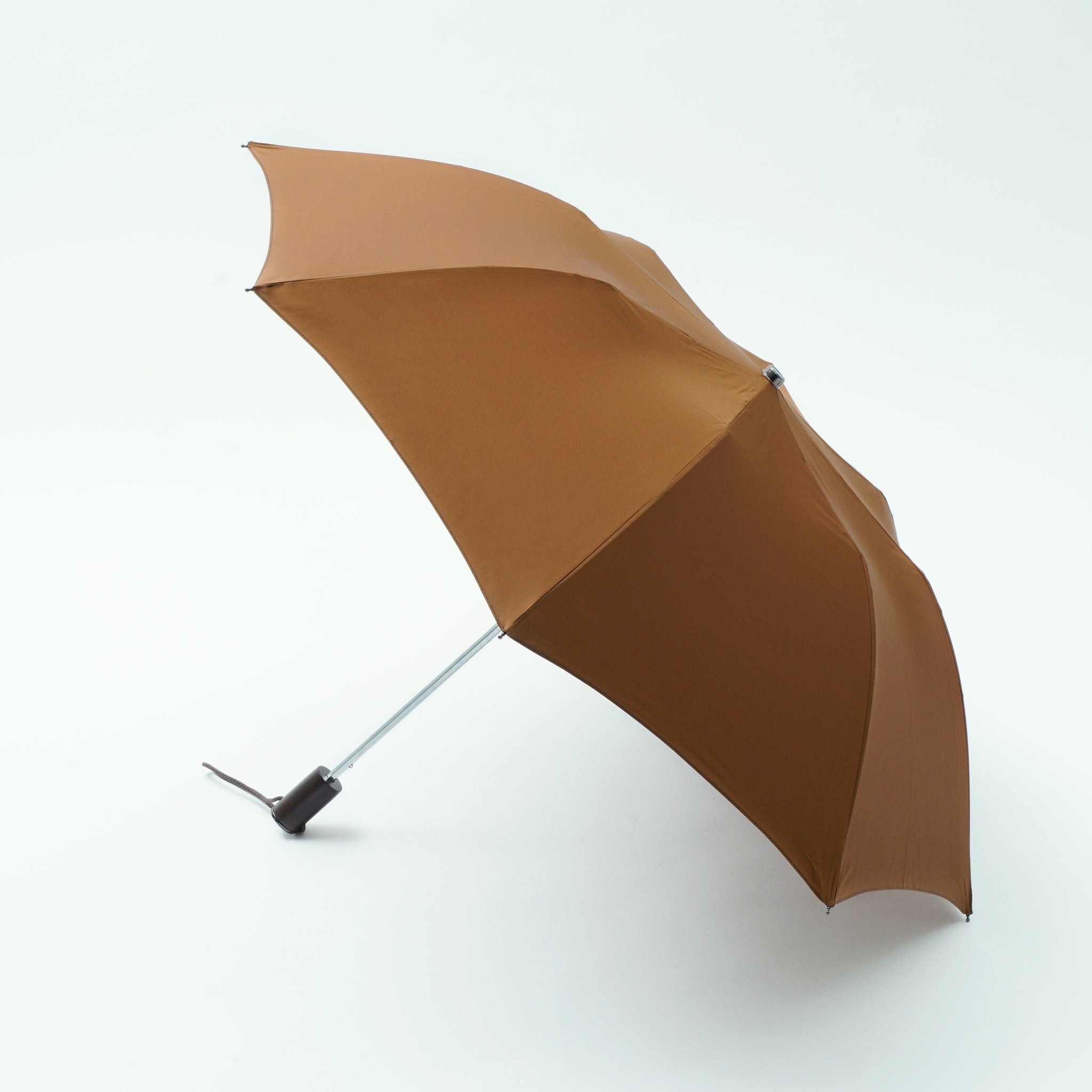 TL11 Brown Maple Straight with Fox Engraved Disc | 折りたたみ傘 | ストレート型ハンドル | メイプル | 晴雨兼用傘 (670 Sienna)