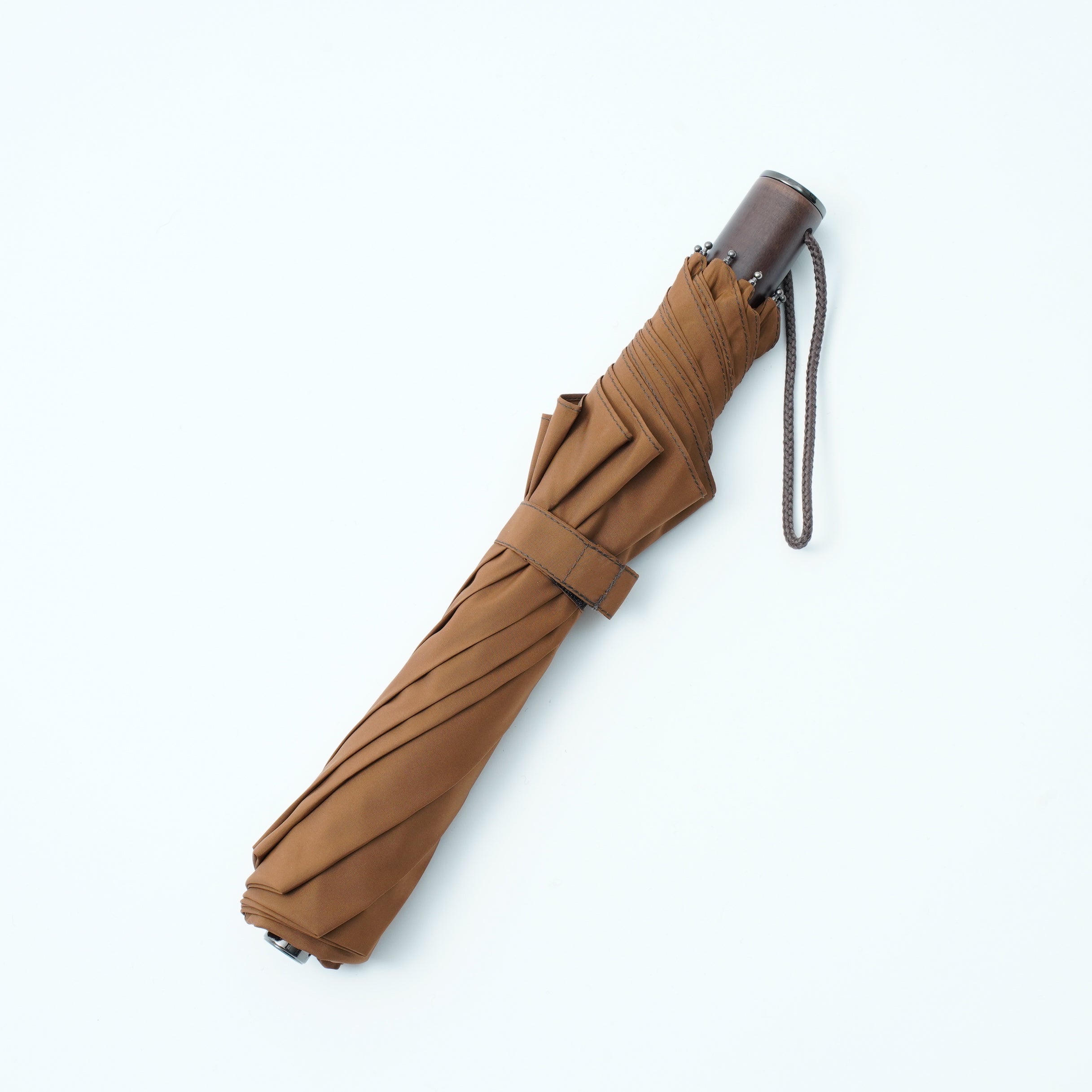 TL11 Brown Maple Straight with Fox Engraved Disc | 折りたたみ傘 | ストレート型ハンドル | メイプル | 晴雨兼用傘 (Prince Of Wales Brown)