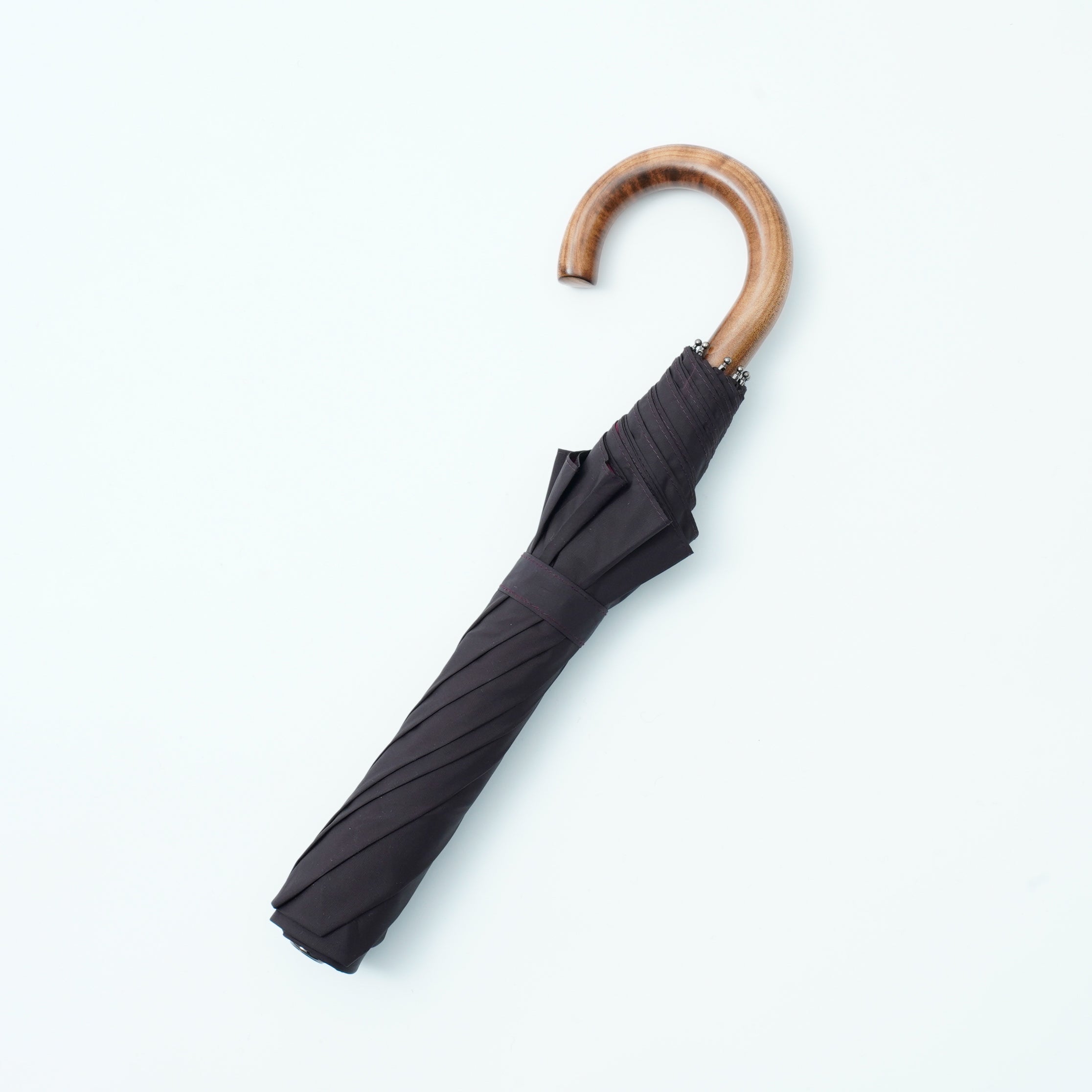 TL15 Small Maple Crook | 折りたたみ傘 | アーチ型ハンドル | メイプル | 雨用傘 (MT06 BLACK-WINE)