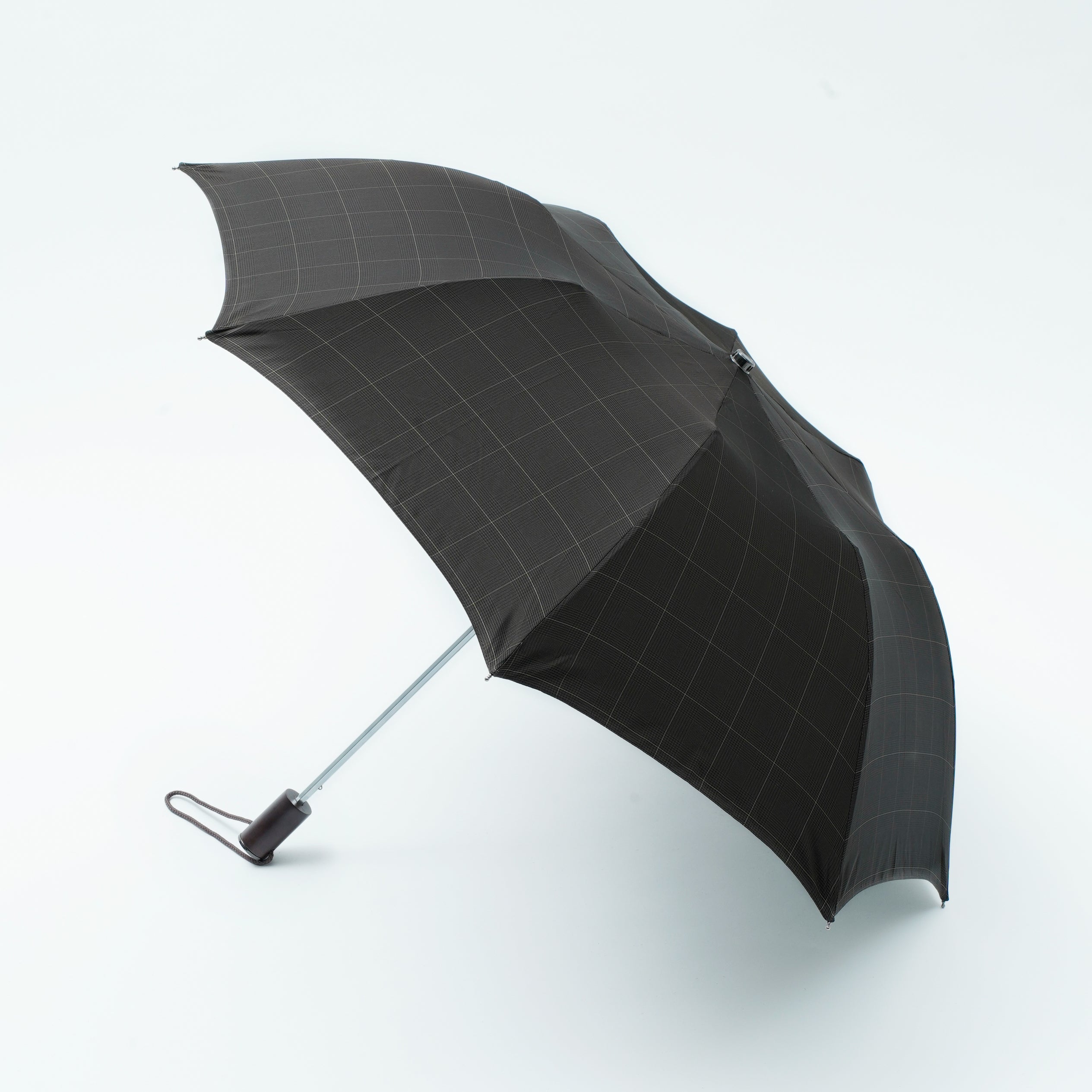 TL11 Brown Maple Straight with Fox Engraved Disc | 折りたたみ傘 | ストレート型ハンドル | メイプル | 晴雨兼用傘 (Prince Of Wales Brown)