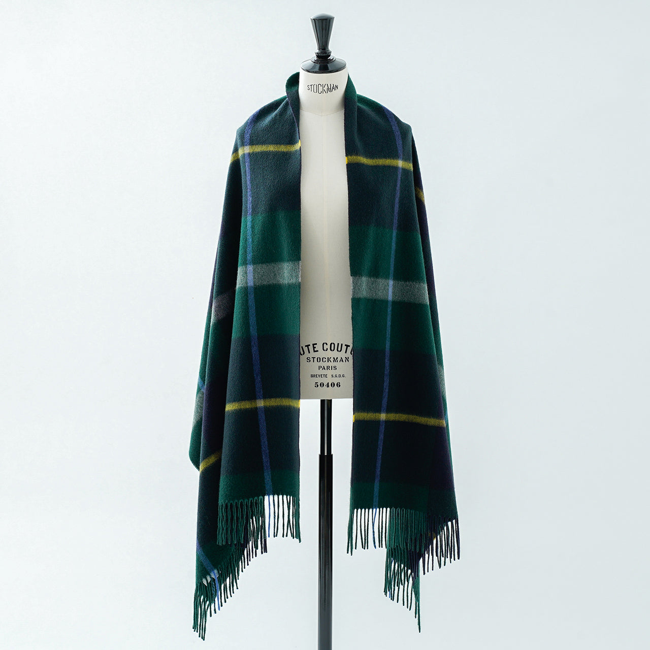 カシミヤストール チェック（グリーン）70×190_CPG52284 ジョシュアエリスjoshuaellis