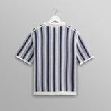 【予約】ポルトシャツ STRIPE CROCHET (BLUE/ECRU)