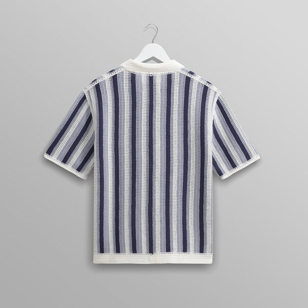 【予約】ポルトシャツ STRIPE CROCHET (BLUE/ECRU)