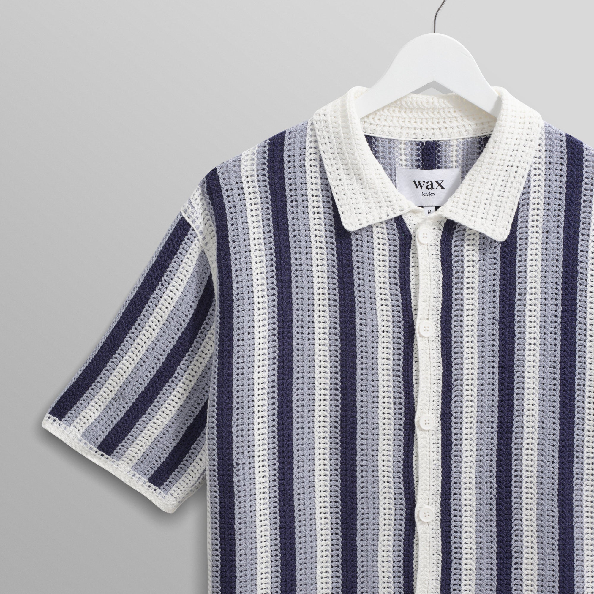 ポルトシャツ STRIPE CROCHET (BLUE/ECRU)