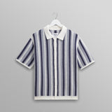 【予約】ポルトシャツ STRIPE CROCHET (BLUE/ECRU)