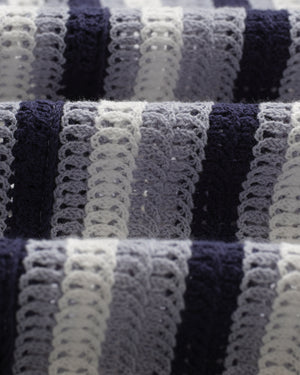 【予約】ポルトシャツ STRIPE CROCHET (BLUE/ECRU)