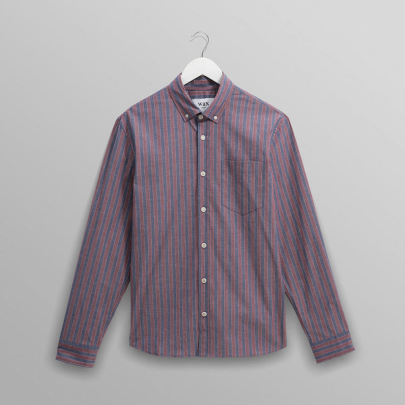 アビンドンシャツ POPLIN HALO STRIPE (BLUE/BURGUNDY)
