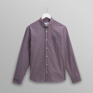 アビンドンシャツ POPLIN HALO STRIPE (BLUE/BURGUNDY)