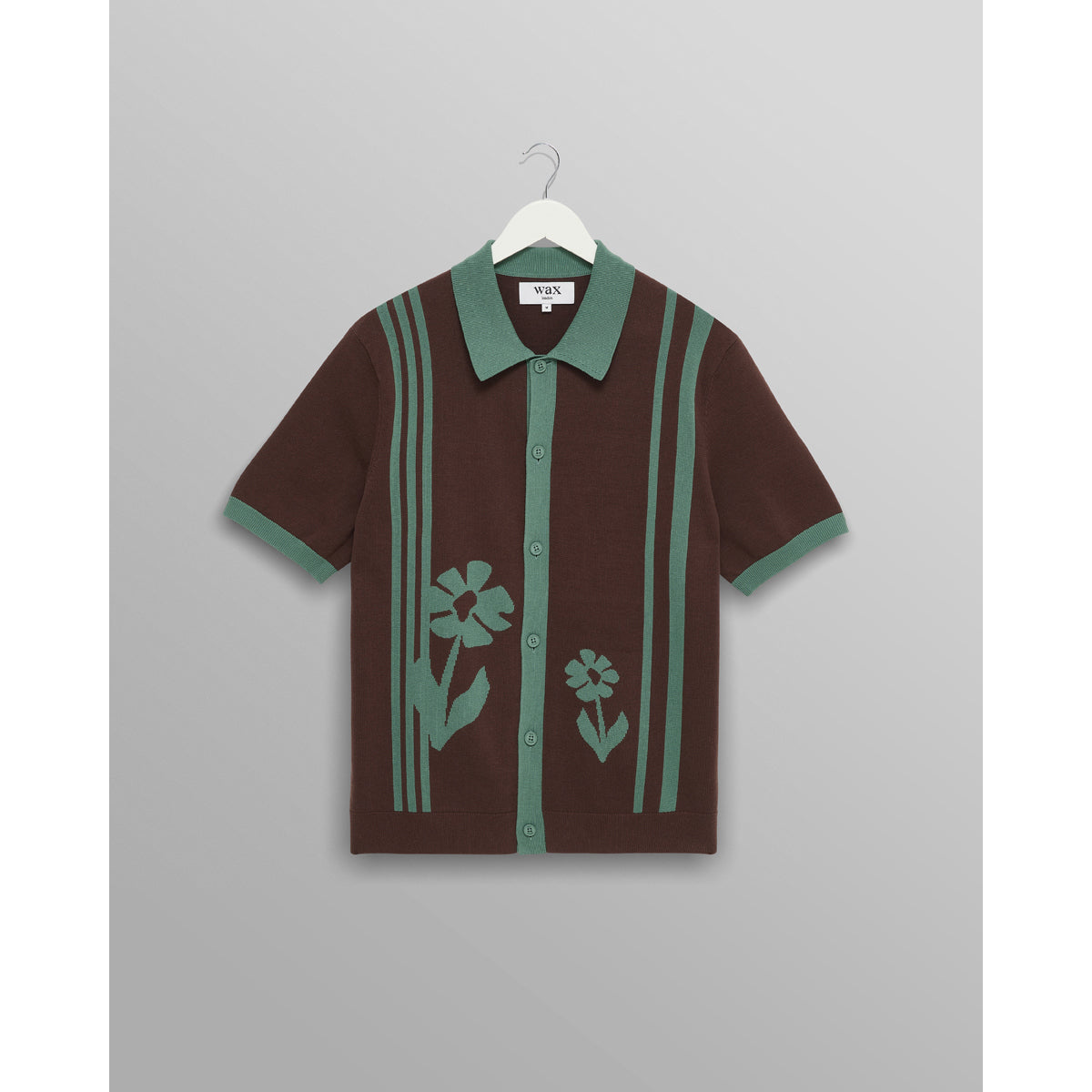 テラーロシャツ INTARSIA EMBROIDERY (BROWN/SAGE)