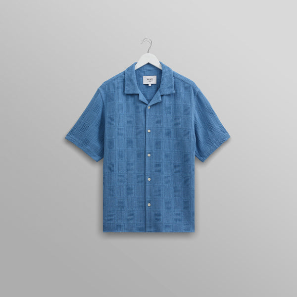 ディドコットシャツ WAFFLE PATCHWORK (BLUE)