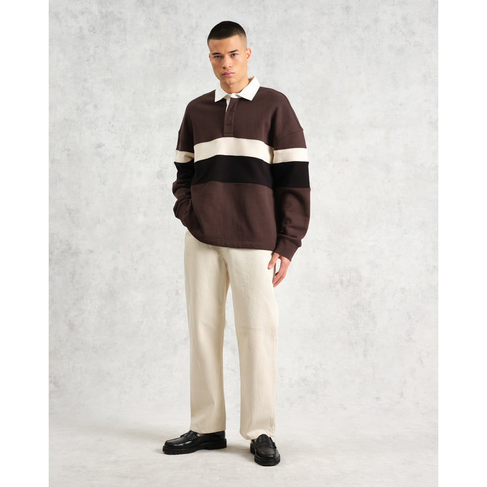 【予約】ラガーシャツ PANELLED LOOPBACK (BROWN/BLACK)