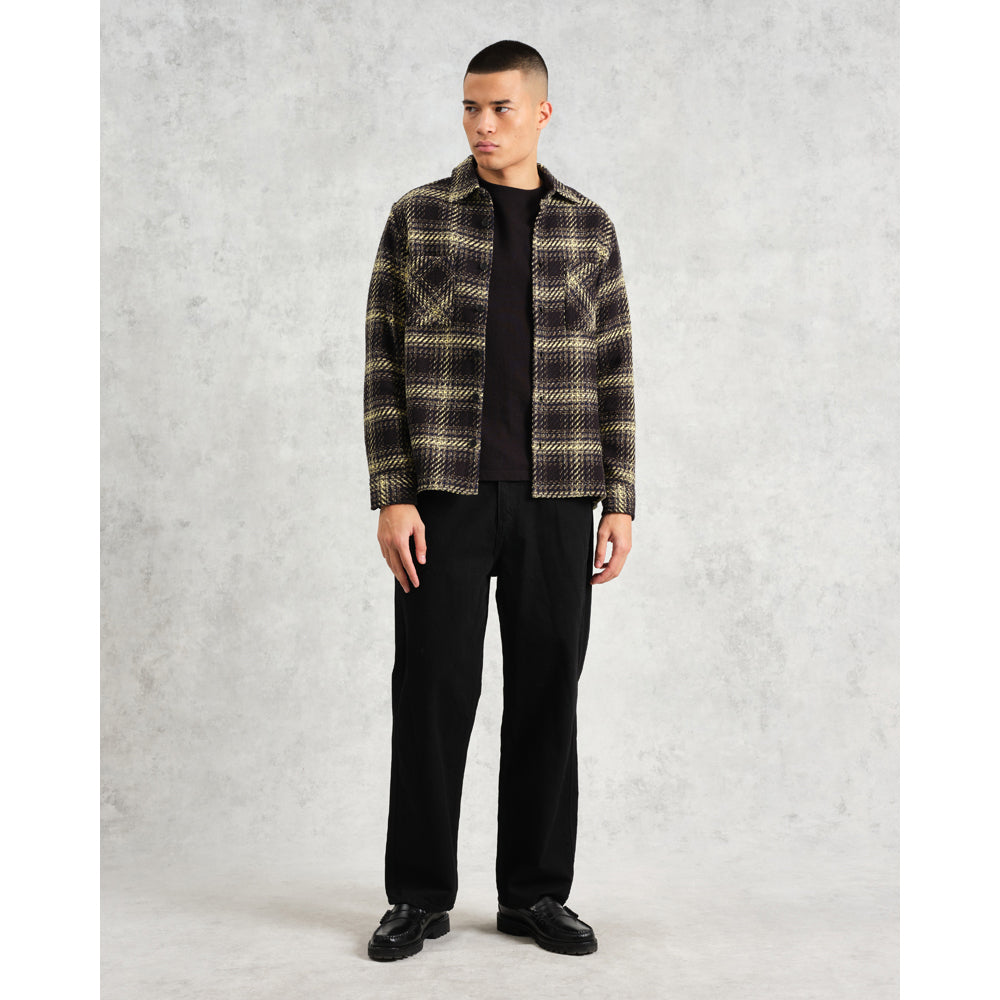 オーバーシャツ HUTTON CHECK (BLACK/YELLOW)