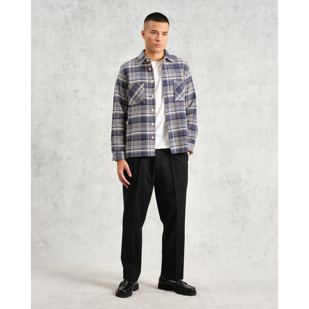 【予約】オーバーシャツ BASKET WEAVE (BLUE/ECRU)
